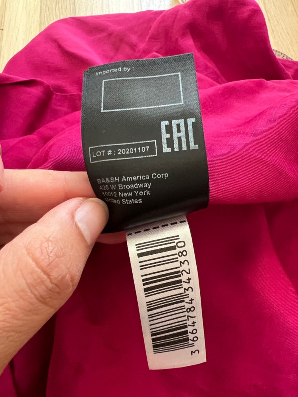NWT ba&sh Fuchsia Framboise Puff-Sleeve Square-Neck Dress Robe Palerme L - Picture 8 of 10